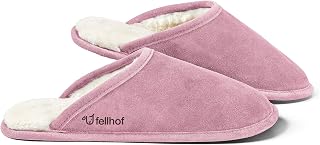 Fellhof Trendy Lambskin Slippers for Winter and Summer Slippers Made of Real Lambskin, Natural Product, Breathable