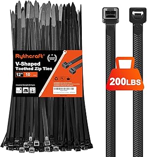 Zip Ties Heavy Duty 12 inch，V-Shaped Toothed Double Sided 200 LBS | Tensile Strength Cable Ties Large Wire Ties Adjustable Nylon Tie Wraps for Indoor Outdoor Patented Design （80 Pack Black）