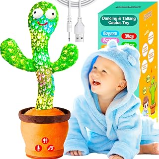 Rechargeable Dancing Talking Cactus Toy, Volume Adjustable Baby Toys | Mimicking Repeating Recording Singing Nursery Songs, Interactive Toys for Baby Toddler, Baby Kids Gifts for Girls Boys