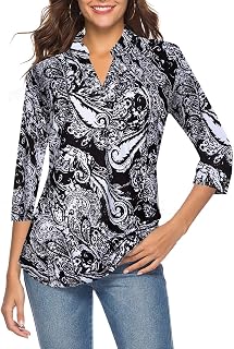 CEASIKERY Women's V-Neck Tunic Blouse Casual Shirt