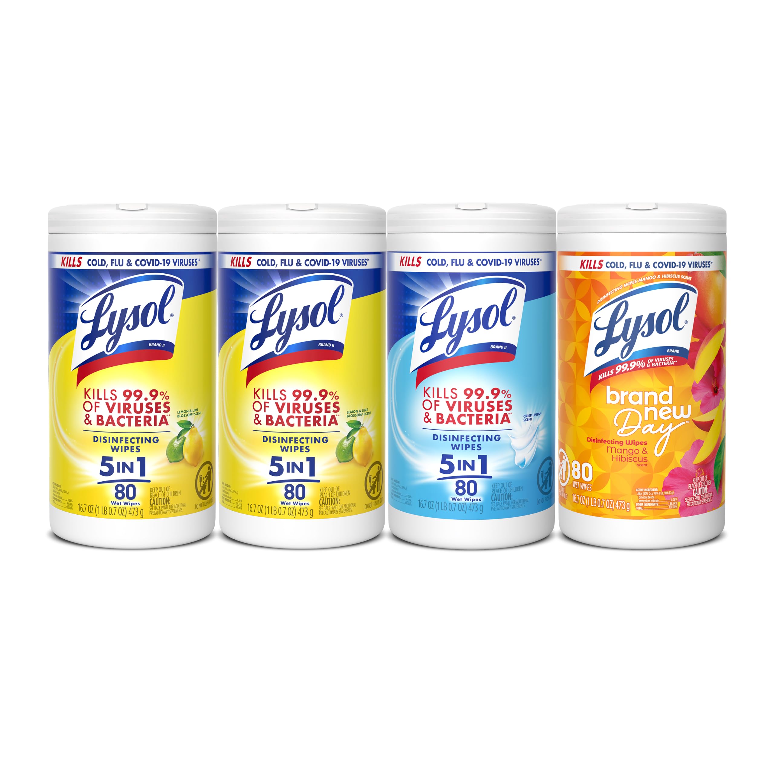 Lysol Disinfecting Wipes, Cleaner, Lemon + Mango + Linen, 80 ct. (4 Pack) | All 