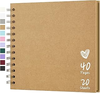 Polaroid Scrapbook Photo Album 7"x7" 20 Sheets 40 Pages Kraft Paper Khaki | Hardcover DIY Scrapbook Album Perfect for Polaroid 4x6 / 5x7 Photos, Customizable Memory Book for Family, Wedding, Guest Book
