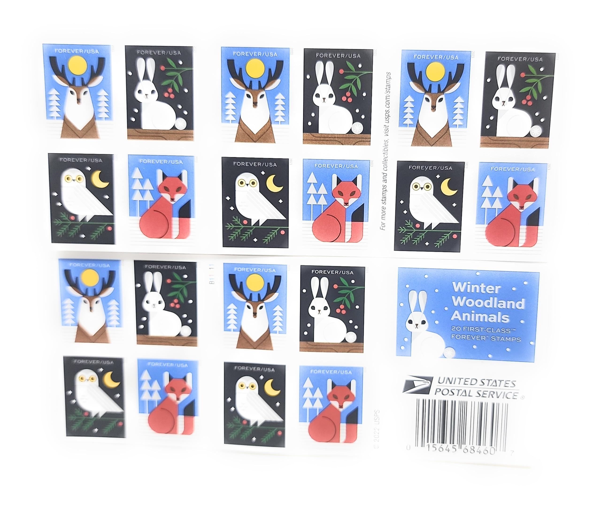 United States Postal Service Winter Woodland Animals (Booklet of 20) Forever Pos