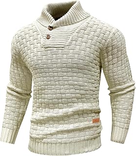 Mens Casual Pullover Waffle Textured Cable Knit v Neck Sweater