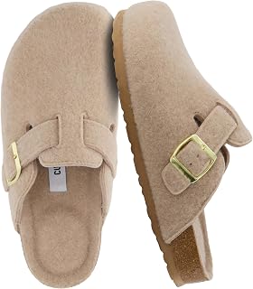 CUSHIONAIRE Women's Hana Cork Footbed Clog with +Comfort, Wide Widths Available, Wool Sand, 39 EU