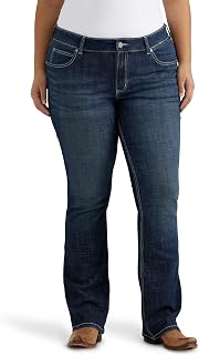 Wrangler Womens Mid Rise Stretch Straight Leg Western Jeans
