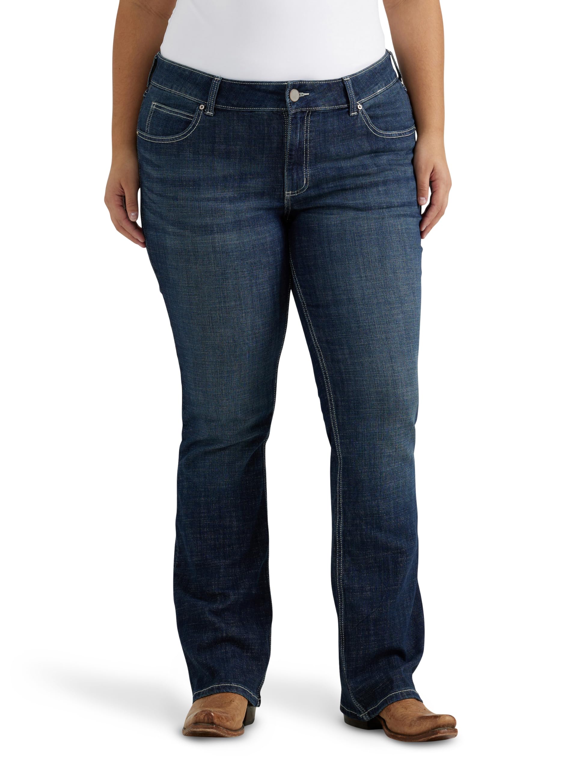 Wrangler Womens Mid Rise Stretch Straight Leg Western Jeans