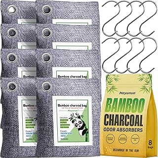 Activated Charcoal Odor Absorber Deodorizer Odor Eliminator for Strong Odor | Home, Basement, Closets, Shoes, Smoke, Car Air Freshener. 8 Pack Nature Bamboo Charcoal Air Purifying Bags