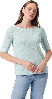 Gloria Vanderbilt Alanis Boat Neck Knit Tee Shirt with Elbow Sleeves Standard Alanis Boat Neck Knit Tee Shirt with Elbow Sleeves Standard Women's