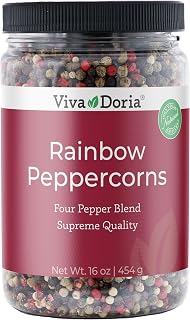 Viva Doria Rainbow Blend Peppercorn - Whole Black, Green, Pink and White Pepper 16 Oz (454 Grams) For Grinder Refills