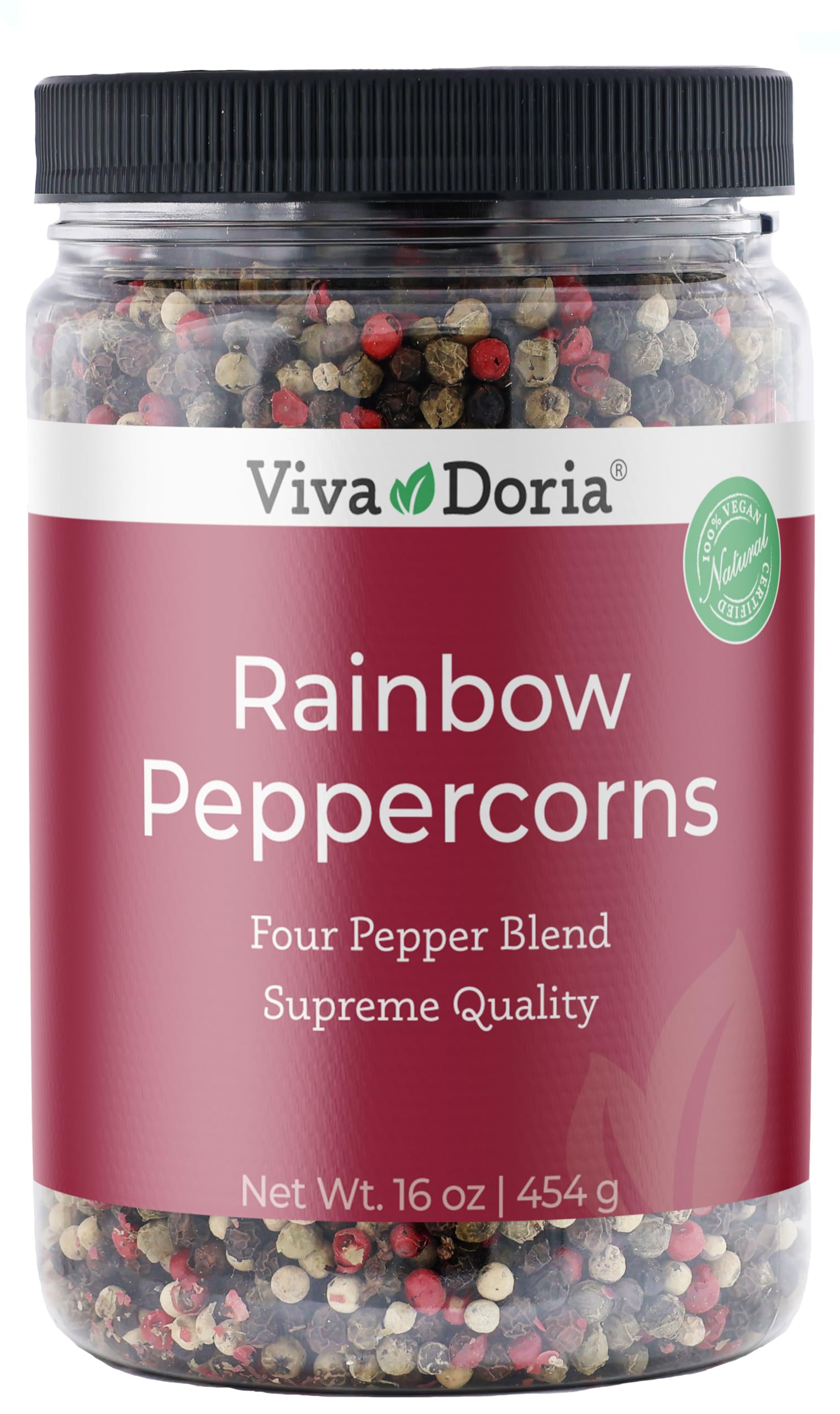 Viva Doria Rainbow Blend Peppercorn - Whole Black, Green, Pink and White Pepper 