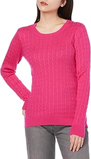 Amazon Essentials Women's Sweater, Light Weight, Cable Knit, Crew Neck, Long Sleeve