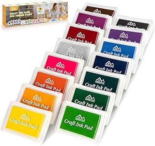 MERDTTES 15 Colors Ink Pads, Washable Stamp Pads for Kids Crafts | 15 Vibrant Colors, Washable Ink Pads for Kids, Works with Rubber Stamps, Ideal for Paper, Wood, Fabric & DIY Crafts