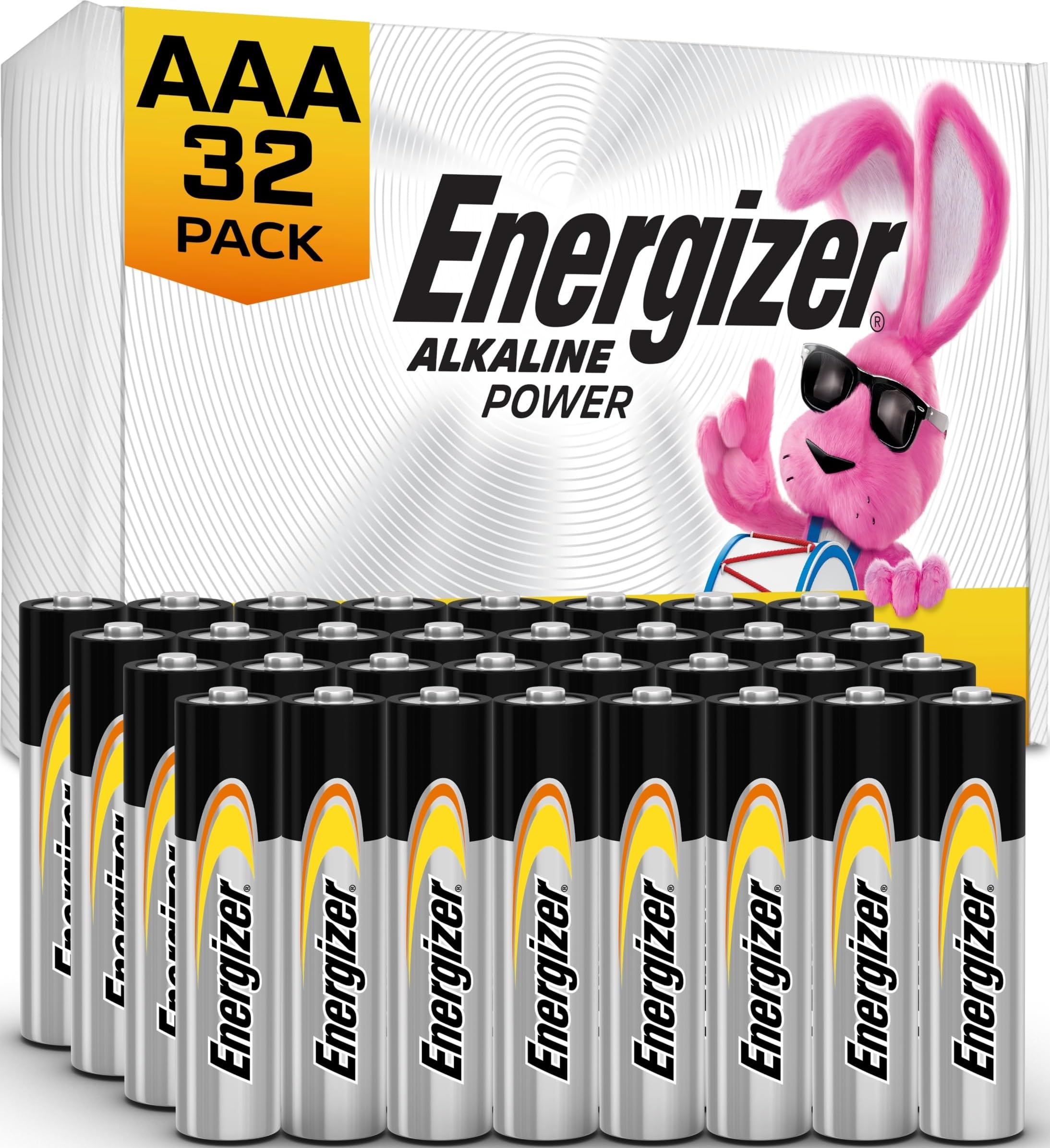 Energizer Alkaline Power AAA Batteries (32 Pack), Long-Lasting | For wireless mo