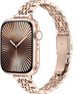 Slim Stainless Steel Strap for Apple Watch Strap 40mm 42mm 38mm 41mm 44mm 45mm 46mm 49mm, Women ladies Adjustable Chain Metal for Apple Watch Series 12 11 10 SE 9 8 7 6 5 4 3, Ultra 4 3 2 1