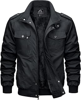 MAGCOMSEN Chaqueta de invierno para hombre forro polar cálido estilo cargo casual de entretiempomilitar