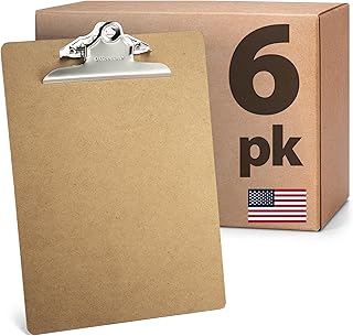 Officemate Recycled Wood Clipboards, 6 Inch Clip, 6 Pack Clipboards, Letter Size (9 x 12.5 Inches), Brown (83706)
