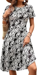 DJ262 Women's Graduation Guest Dress Elegant Vintage Summer Casual 2026 Floral Print Business Party A-Line with Pockets DJ262