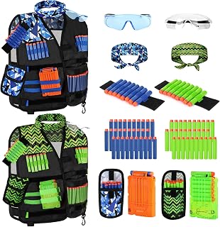Lehoo Castle Kids Tactical Vest Kit 2 Pack for Nerf Guns N-Strike Elite | Includes 60 Refill Darts, 2 Pack Vest Kits for Kids, Indoor Outdoor Toy, Montessori Toy, Birthday Gift for Boys Girls 5-14