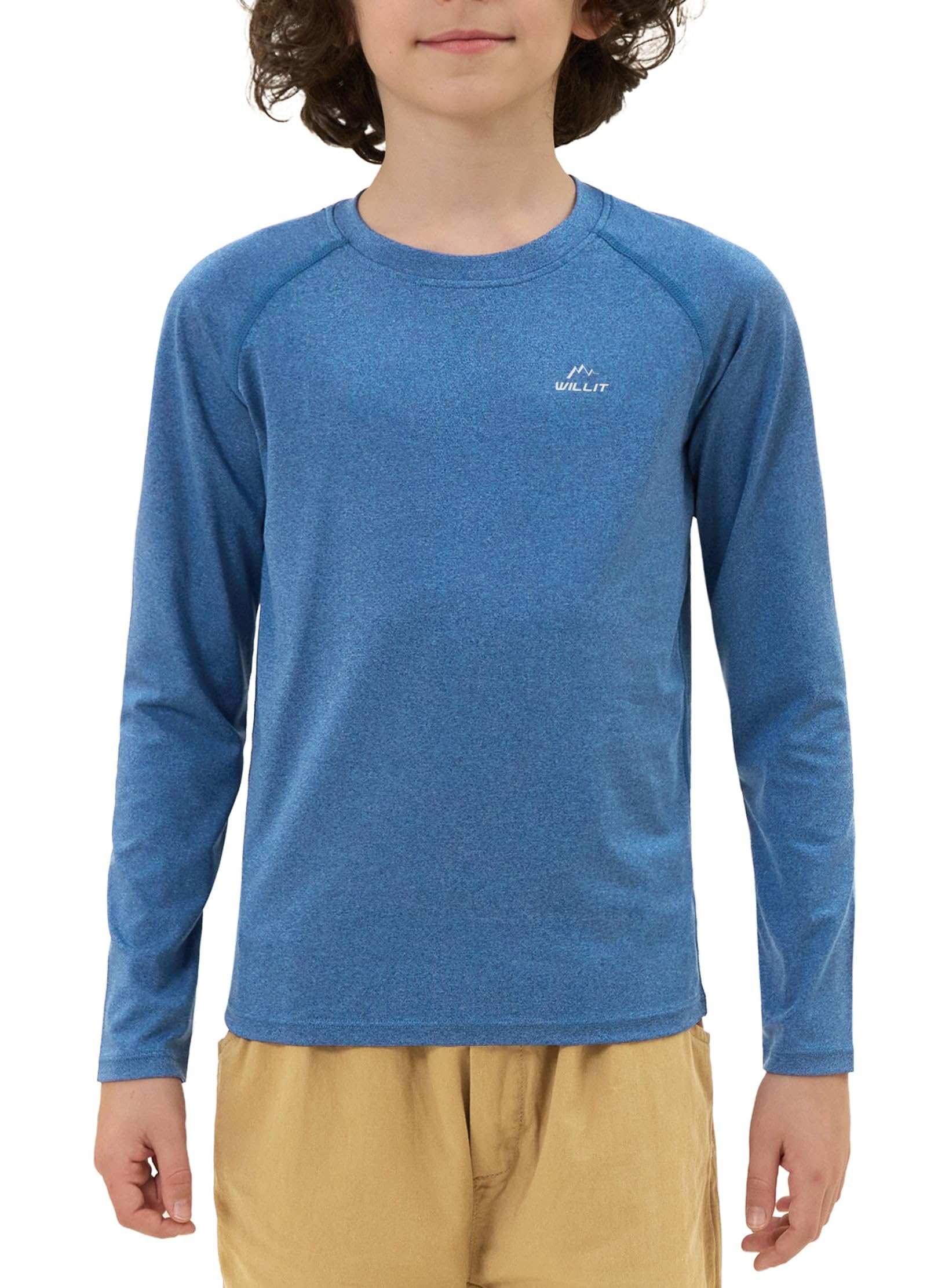 Willit Boy's UPF 50+ Sun Protection Shirt, Long Sleeve, Youth Swim Shirt, SPF Fi