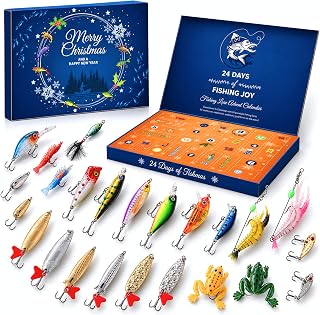 Advent Calendar Fishing Christmas Countdown - 24 Days Fishing Lures Set for Fisher Adult Men Teen Boys - 2025 Xmas Surprise Gift