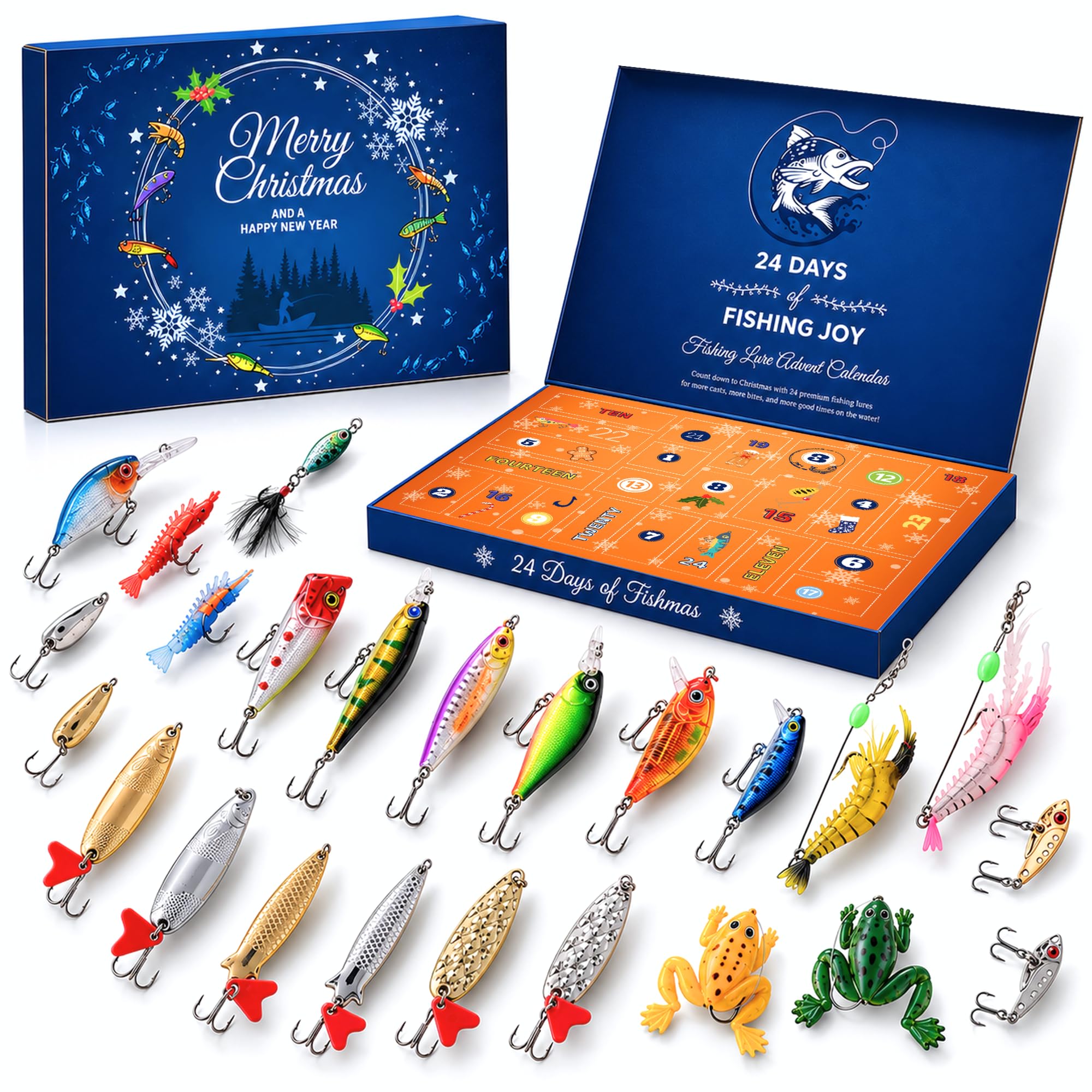 Advent Calendar Fishing Christmas Countdown - 24 Days Fishing Lures Set for Fish
