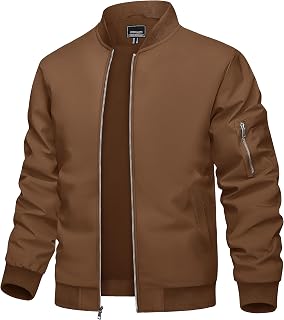 TACVASEN Men's Bomber Jacket Lightweight Casual Spring Fall Windbreaker Zip Up Coat with Pocket