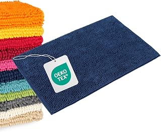 WohnDirect Blue Bathroom Rug, 50 x 80 cm, Non-Slip Microfibre