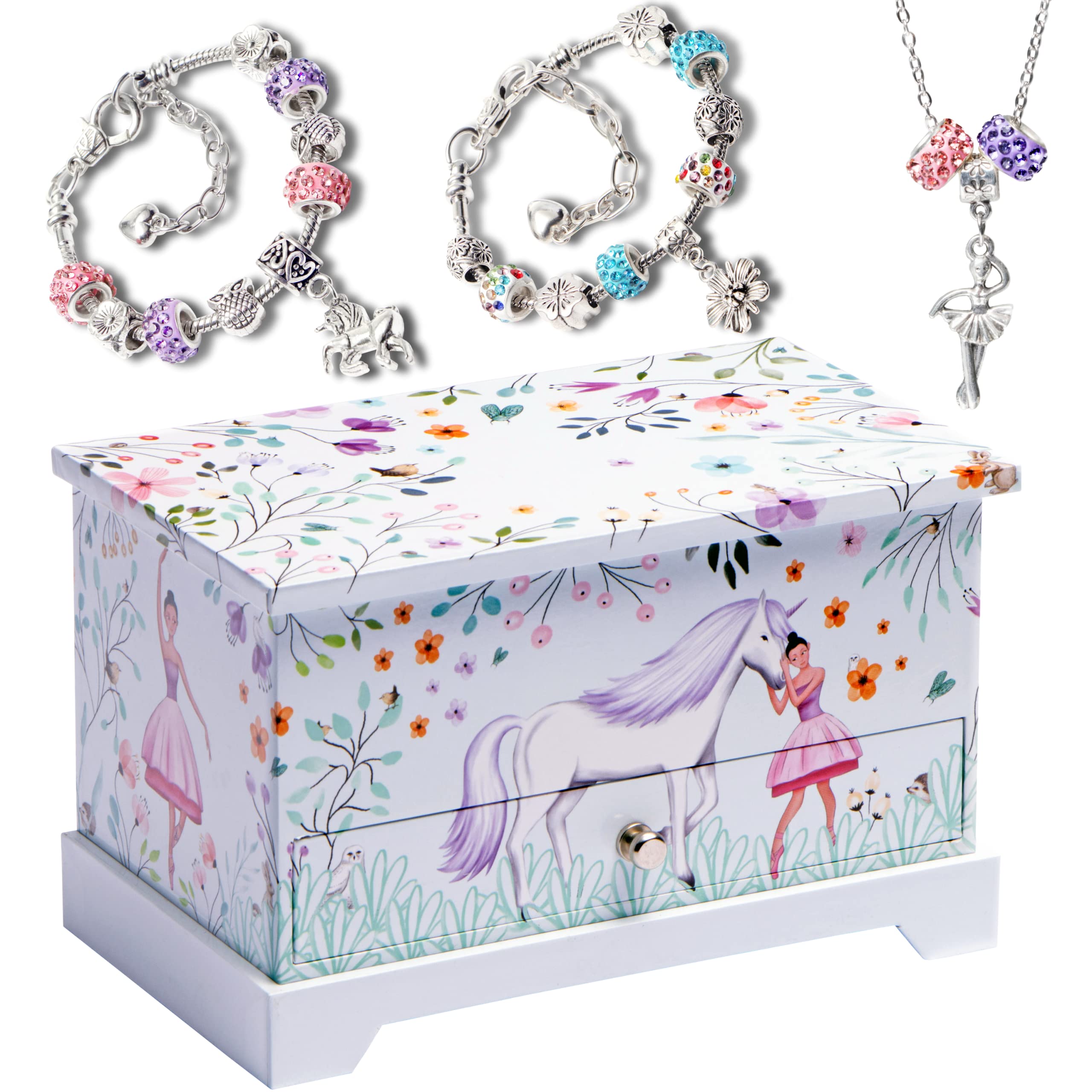 ABI + OLIE Ballerina Unicorn Kids Jewelry Box for Girls & Little Girls Jewelry B