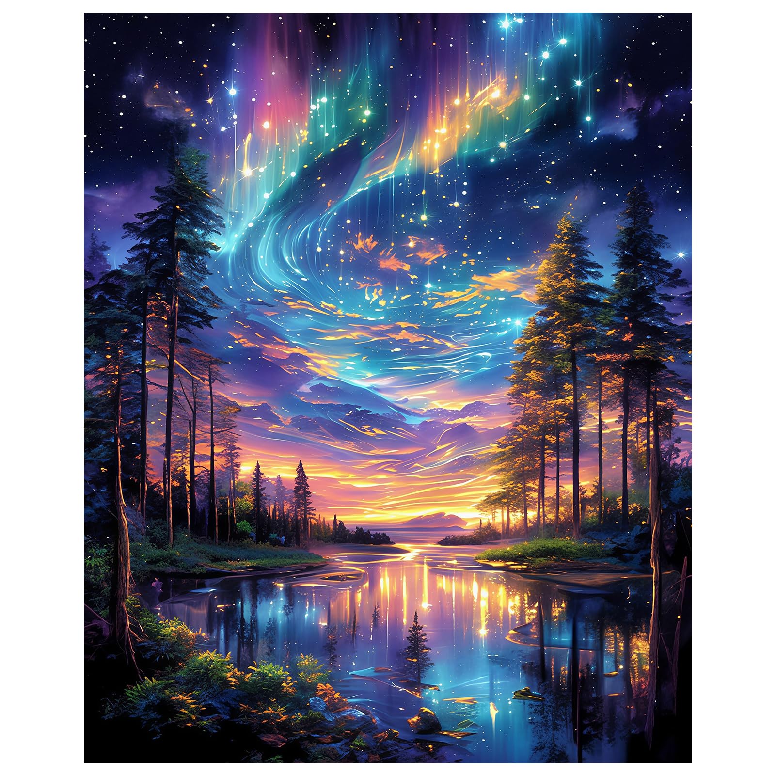 Starry Aurora Lake Puzzles for Adults 1000 Pieces,Interlocking No Dust | Challen