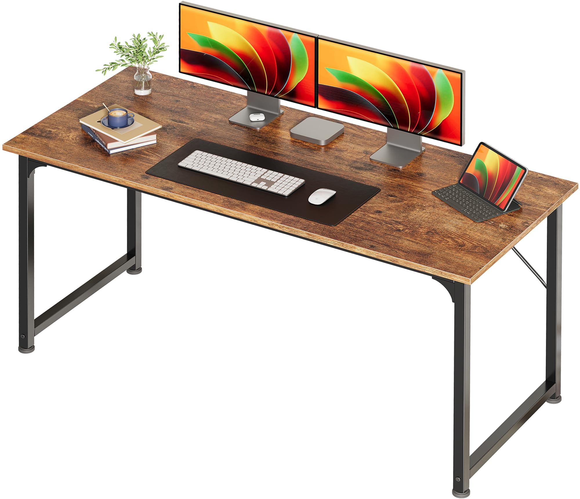 Huuger Computer Desk, 55 Inch Home Office Desk, Gaming Writing Work from Home St