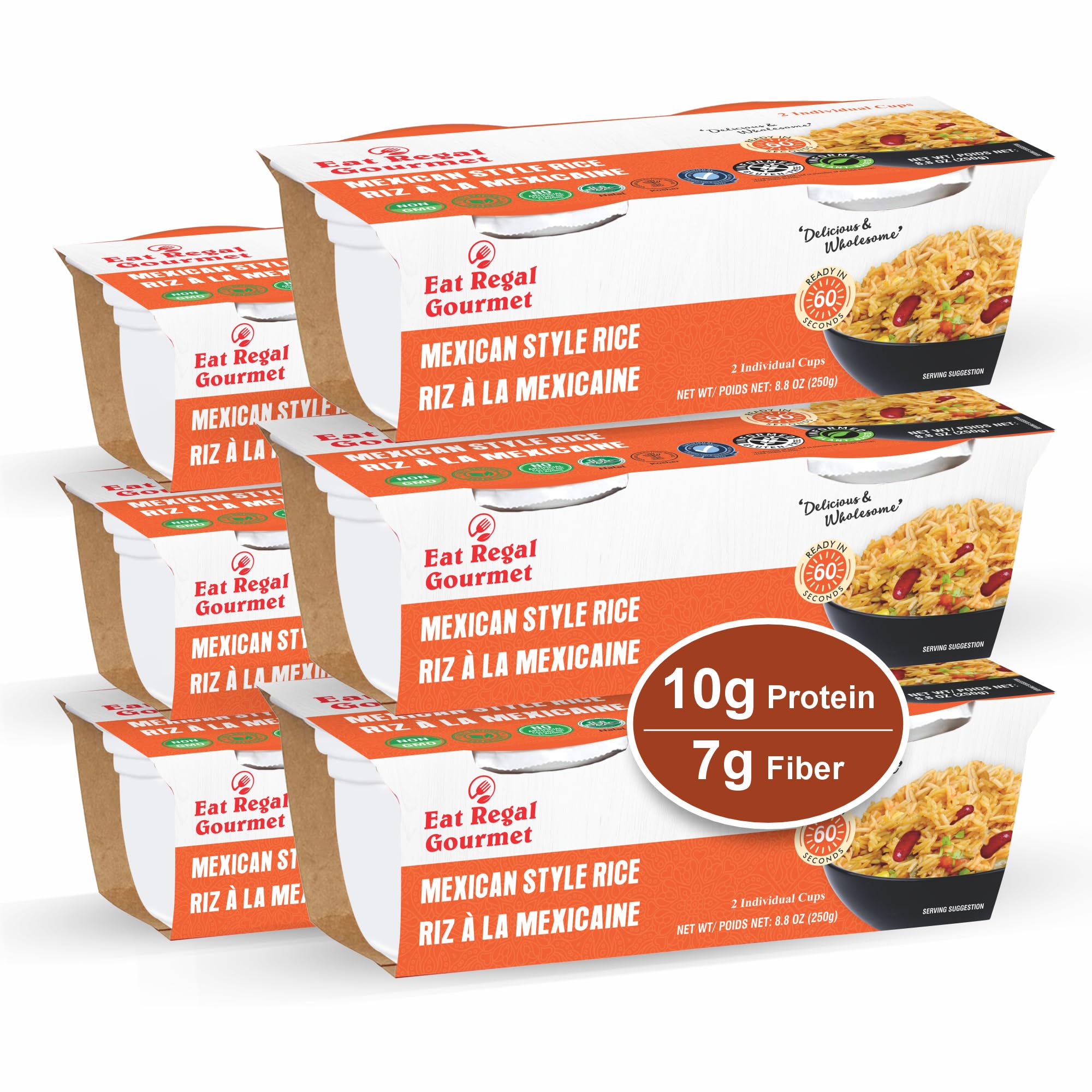 Eat Regal Mexican Style Rice Cups, Bold & Vibrant Flavor, 10g Protein, 7g Fiber 