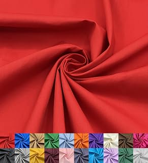 EOVEA - Cotton Polyester Fabric by The Yard – 60" Wide Broadcloth Fabric, Soft, Lightweight & Breathable Material for Lining, Curtains, Bedding, Skirts, Sewing Projects (Red, 1 Yard)