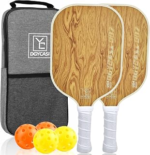 Pickleball Paddle Set of 2 2024 USAPA Approved Carbon Fiber Surface (CHS) Polypropylene Honeycomb Core Non-Slip Sweat Absorbent Grip 4 Pickleballs Portable Carry Bag