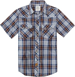 Dubinik® Pearl Snap Western Shirt for Men Short Sleeve 2 Sawtooth Pocket