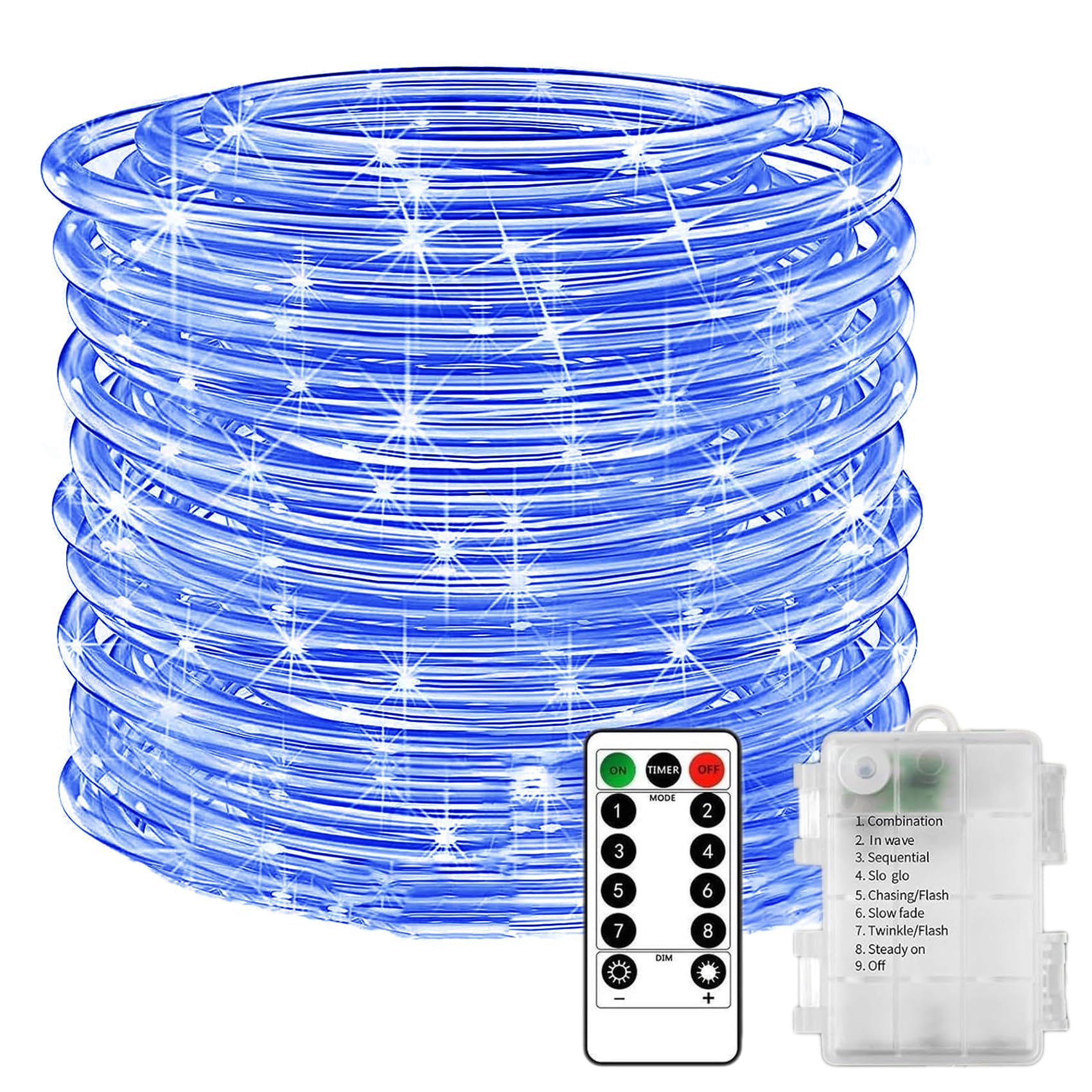 KINGCOO LED Rope Fairy Lights, Battery Operated Tube String Lights with Remote C
