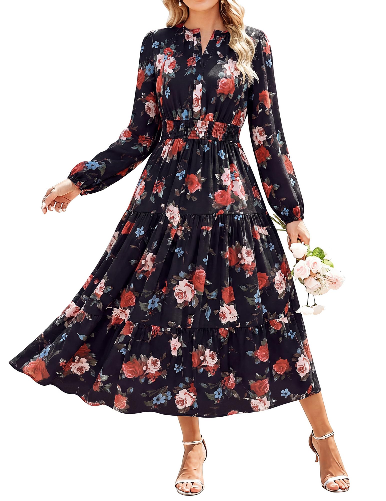 GRACE KARIN Womens Fall Long Sleeve Maxi Dress