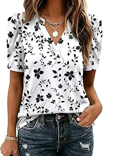 Zeagoo Women Blouses Puff Short Sleeve Tops V Neck Dressy Casual Spring Shirts Boho Floral Cute Clothes 2026