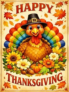Thanksgiving Turkey Diamond Art Painting Kits for Adults,12x16inch