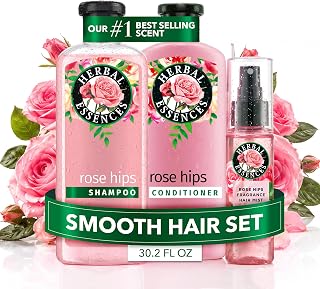 Herbal Essences Smooth Rose Hips Shampoo, Conditioner, Fragrance Mist Set, 30.2 fl oz, Smooths Hair