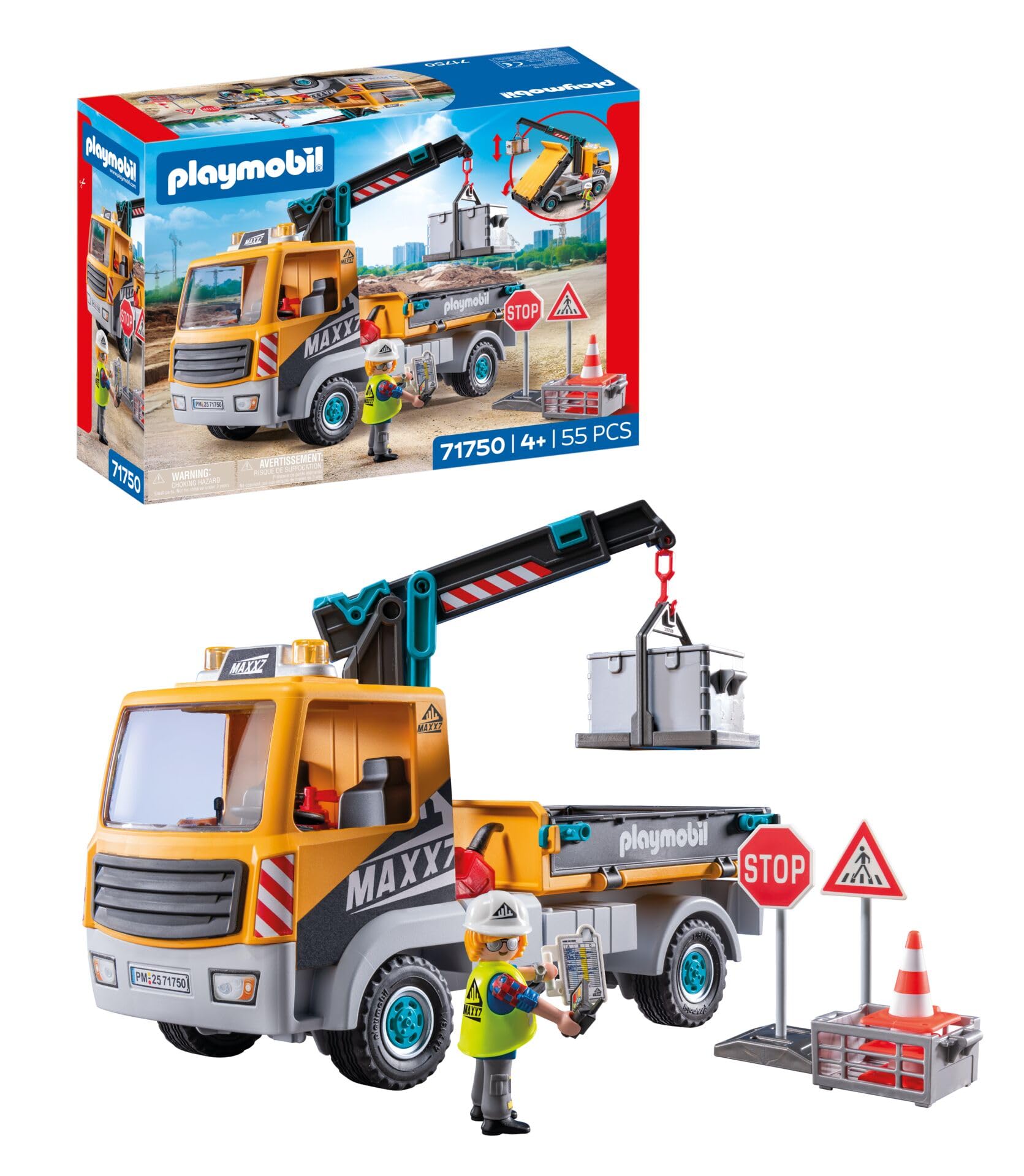 Playmobil | Action Heroes | Construction Lorry with Crane | Construction Toy for