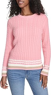 Tommy Hilfiger Womens Cotton Crewneck Cable SweaterPullover Sweater
