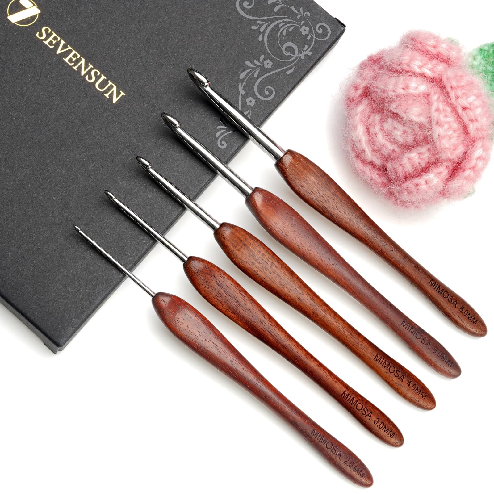 SEVENSUN Mimosa Crochet Hooks Set 5 Pack of 2mm 3mm 4mm 5mm 6mm Crochet Hook, SE