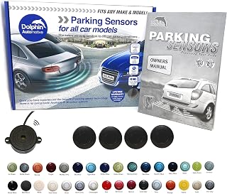 Dolphin Automotive DPS400 Reverse Parking Sensors Auto Express Award Winning In 32 Colours 4 Ultrasonic Radar Sensors Kit Audio Alert System Matt & Gloss Black +30 More Colours (Matt Black)