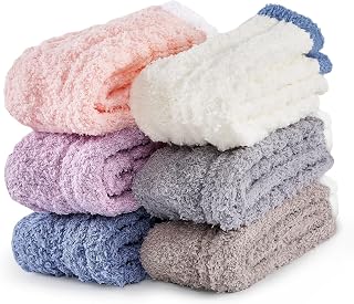 Fuzzy Socks for Women 6 Pairs, Warm Fluffy Cozy Slipper Socks