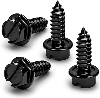 OttoSpeed Rustproof License Plate Screws (4-Pack, Black-Slotted) | Premium Stainless Steel, For US Domestic Vehicles & Select Imports, Fits Plate Mounts with Nylon or Plastic Inserts
