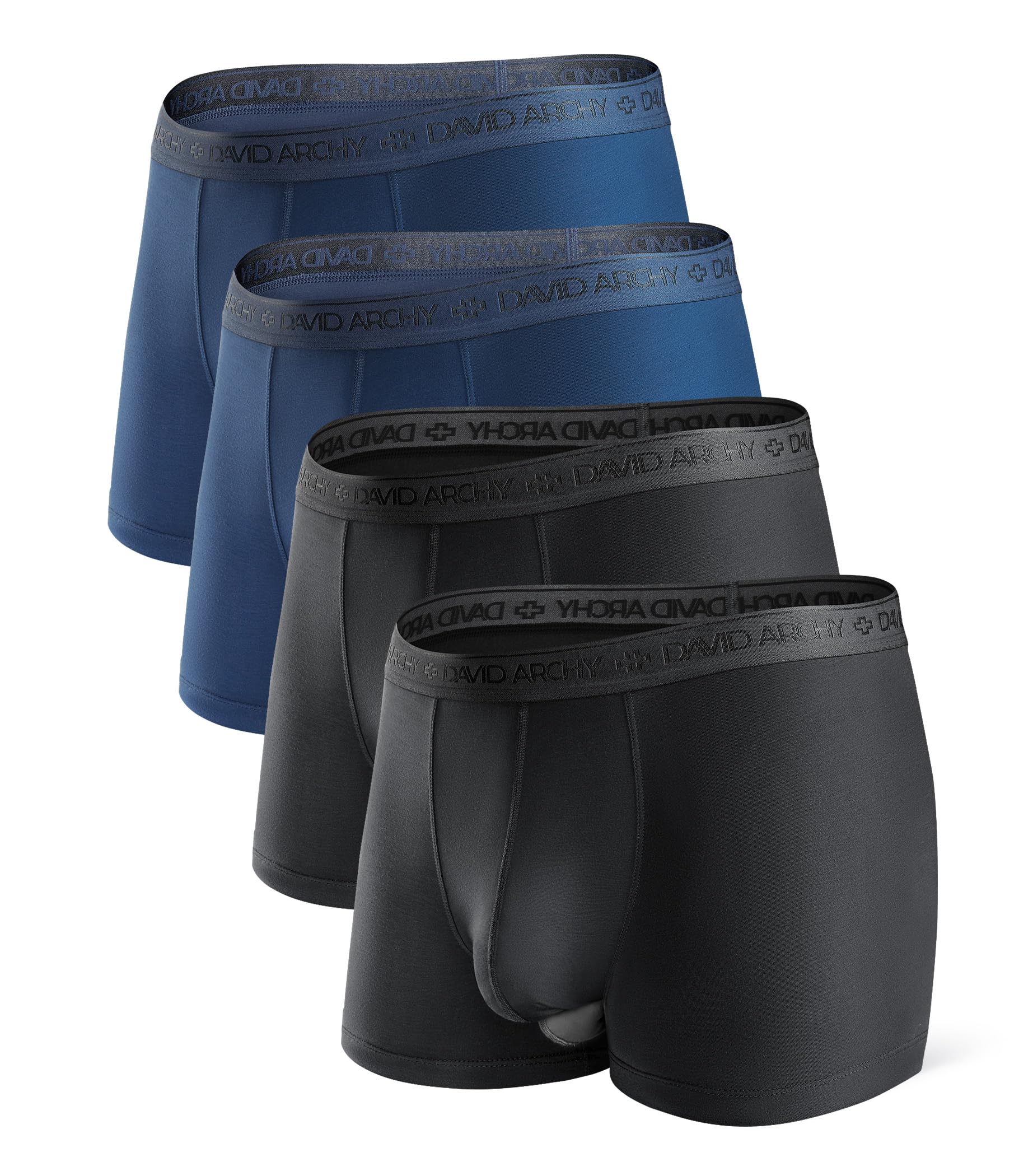 DAVID ARCHY Men's Boxer Shorts Modal with Fly Separate Pouch Microfibre Multipac