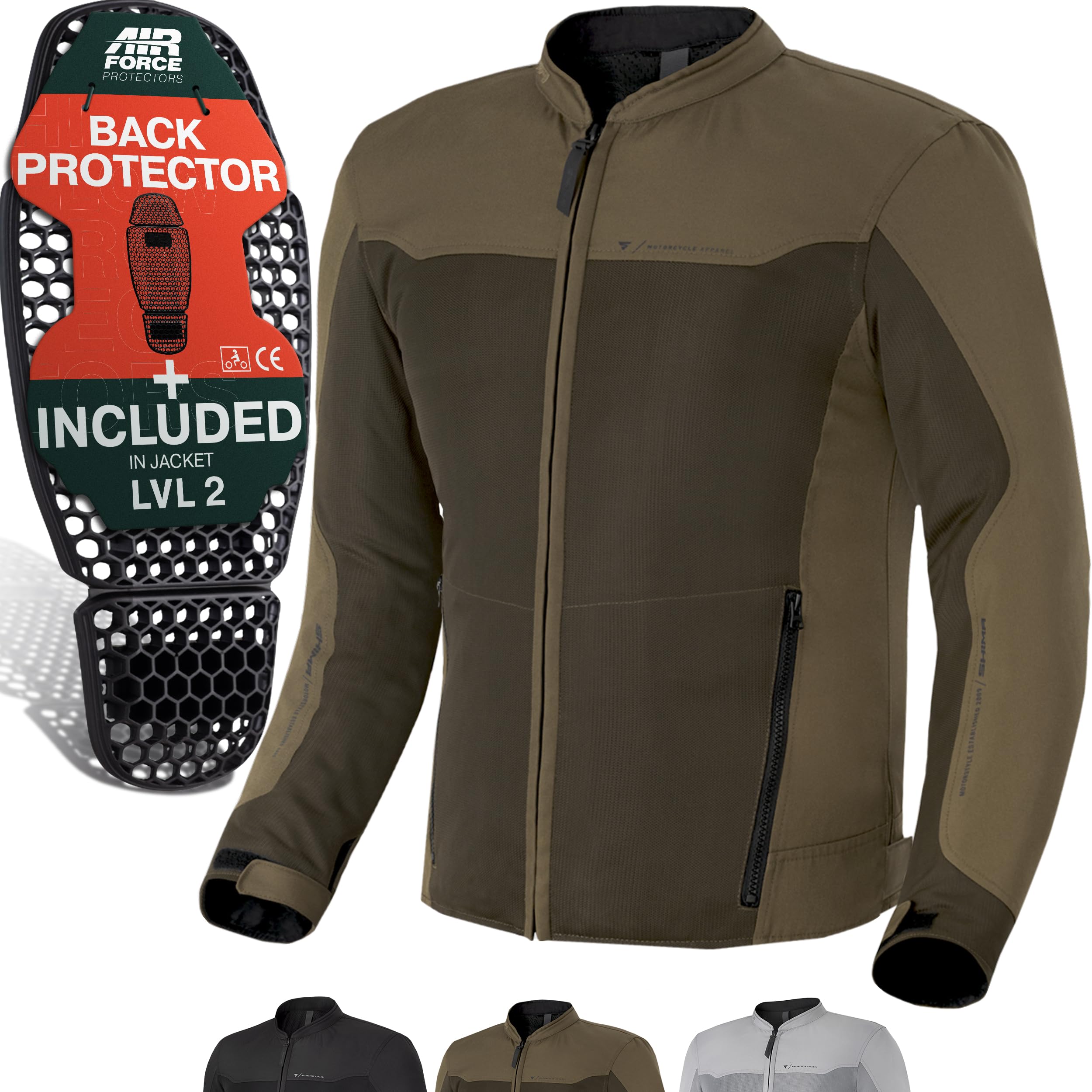 SHIMA OpenAir Men's Motorcycle Jacket with Protectors AirForce Back Protector Mo