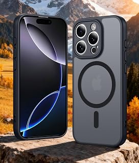 for iPhone 16 Pro Max Case,[Compatible with MagSafe] [Military Drop Protection] Full Camera Protection Shockproof Slim Translucent Matte Protective Phone Cover for iPhone 16 Pro Max 6.9-Inch (Black)