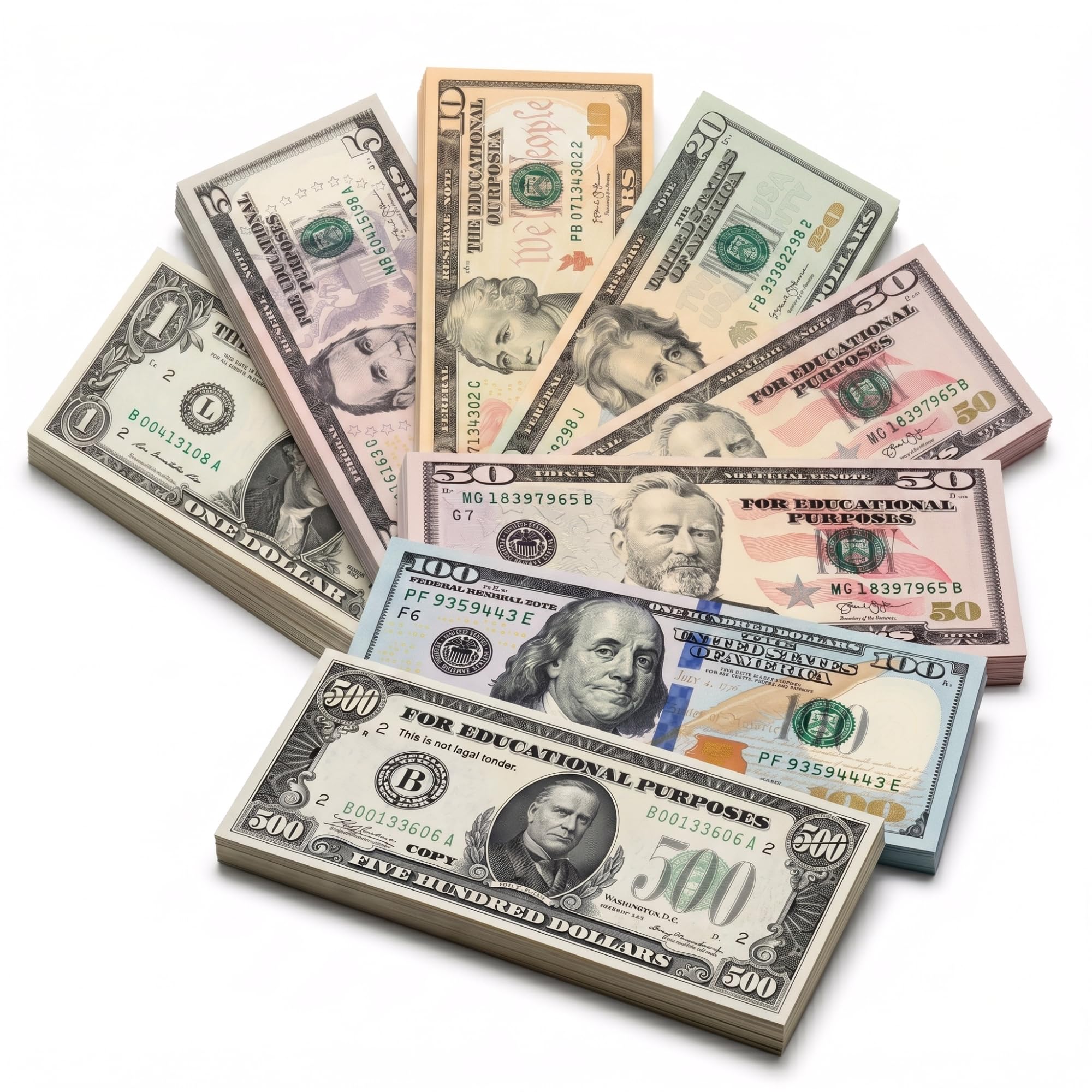75% Size Legal Prop Money Set - 280Pcs, $27,440 Total Face Value, Mini Size, Com